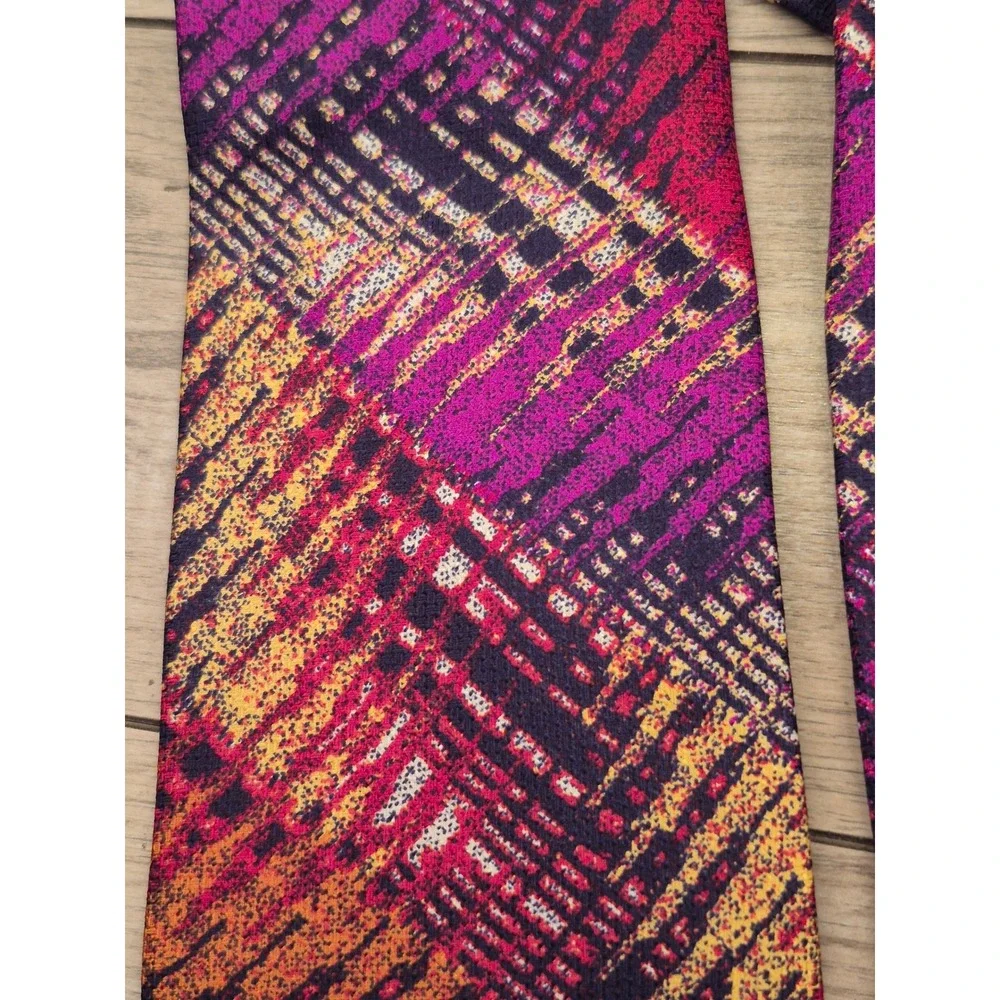 Missoni Cravatte Silk Tie Mens Abstract Geometric Magenta Orange Navyvint Spain